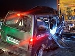 Preliminary information suggests the driver received a call on his mobile phone and was attending it when he lost control of the vehicle. (Sakib Ali/HT Photo)