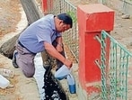 Punjab Pollution Control Board (PPCB) officials reached the spot and collected water samples for testing. (HT Photo)