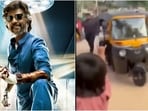 Rajinikanth was shooting in Mysuru for Dharman when he arrived by a rickshaw. 