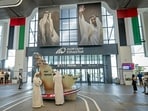 People gather inside a new Etihad Rail station in Dubai on September 29, 2026. 