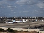 flydubai incident LIVE updates: Planes sit on the tarmac at Ben Gurion International Airport after a FlyDubai aircraft bound for Israel from the United Arab Emirates was diverted to Saudi Arabia following an emergency signal