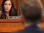 US Senator Katie Britt speaks during a Senate Judiciary Committee hearing with former special counsel at the Justice Department Jack Smith on September 29.