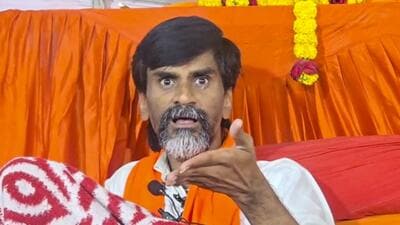 **EDS: THIRD PARTY IMAGE** In this screengrab from a video posted on Sept. 13, 2026, activist Manoj Jarange addresses a press conference over the ongoing Maratha quota agitation, in Jalna district, Maharashtra. (Handout via PTI Photo) (PTI09_13_2026_000188B) (Handout)