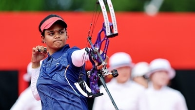 India's Jyothi Surekha Vennam in action (REUTERS)