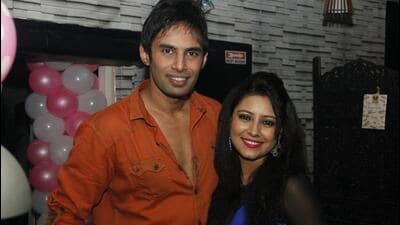 Mumbai, Aug 08, 2015 - Rahul Raj Singh and Pratyusha was seen during a birthday party of Pratyusha Banerjee. (Hindustan Times)