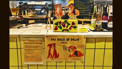 One of the places where in-person voting took place on Wednesday was at a burger joint in Basant Lok market, Vasant Vihar. (HT Photo) One of the places where in-person voting took place on Wednesday was at a burger joint in Basant Lok market, Vasant Vihar. (HT Photo)