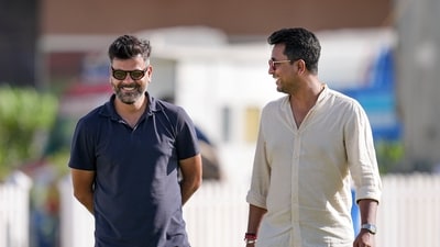 Former cricketers Pragyan Ojha and Rudra Pratap Singh on day three of the Duleep Trophy Semi-final 1 cricket match between Central Zone and East Zone, at BCCI Centre of Excellence (CoE) grounds (PTI) Former cricketers Pragyan Ojha and Rudra Pratap Singh on day three of the Duleep Trophy Semi-final 1 cricket match between Central Zone and East Zone, at BCCI Centre of Excellence (CoE) grounds (PTI)