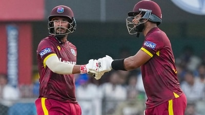 Shai Hope and Amir Jangoo powered the innings after the departure of John Campbell. (PTI) Shai Hope and Amir Jangoo powered the innings after the departure of John Campbell. (PTI)
