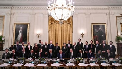 US President Donald Trump speaks during a meeting with technology executives about artificial intelligence, in the East Room of the White House in Washington, DC (AFP) US President Donald Trump speaks during a meeting with technology executives about artificial intelligence, in the East Room of the White House in Washington, DC (AFP)