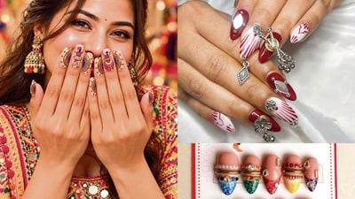 From spinning dandiyas to bandhani motifs, here's what is viral in festive nail trends.