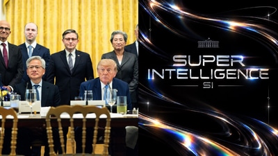 Trump met with the top AI and tech bosses during a meeting in the White House regarding artificial intelligence and the president's AI force. (Bloomberg/White House)