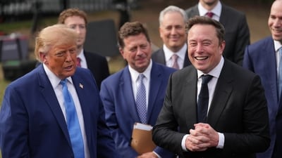 President Donald Trump listens as Elon Musk speaks to reporters at the White House in Washington on Tuesday. (AP) President Donald Trump listens as Elon Musk speaks to reporters at the White House in Washington on Tuesday. (AP)