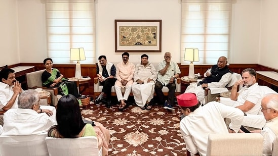 INDIA bloc meeting LIVE: Opposition leaders are set to meet today to decide their strategy on the controversy over decisions about the SIR process. INDIA bloc meeting LIVE: Opposition leaders are set to meet today to decide their strategy on the controversy over decisions about the SIR process.