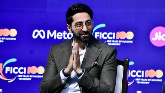 Ayushmann Khurrana at the FICCI FRAMES 2026 event at the Grand Hyatt, Santacruz, in Mumbai on Tuesday. (ANI Photo)