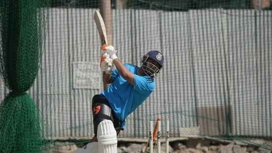 Rishabh Pant practicing at the Sher-i-Kashmir Stadium before the Irani Cup