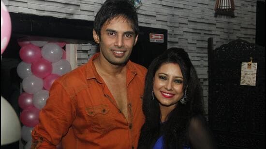 Mumbai, Aug 08, 2015 - Rahul Raj Singh and Pratyusha was seen during a birthday party of Pratyusha Banerjee. (Hindustan Times)