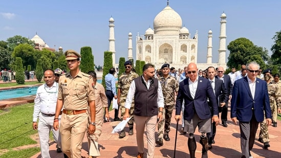United States House Foreign Affairs Committee Chairman Brian Mast during a visit to the Taj Mahal, in Agra, Sept. 29, 2026. (PTI Photo) 
