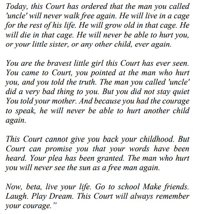 Beta, live your life: Judge’s post-script in POCSO case order touches hearts Beta, live your life: Judge’s post-script in POCSO case order touches hearts