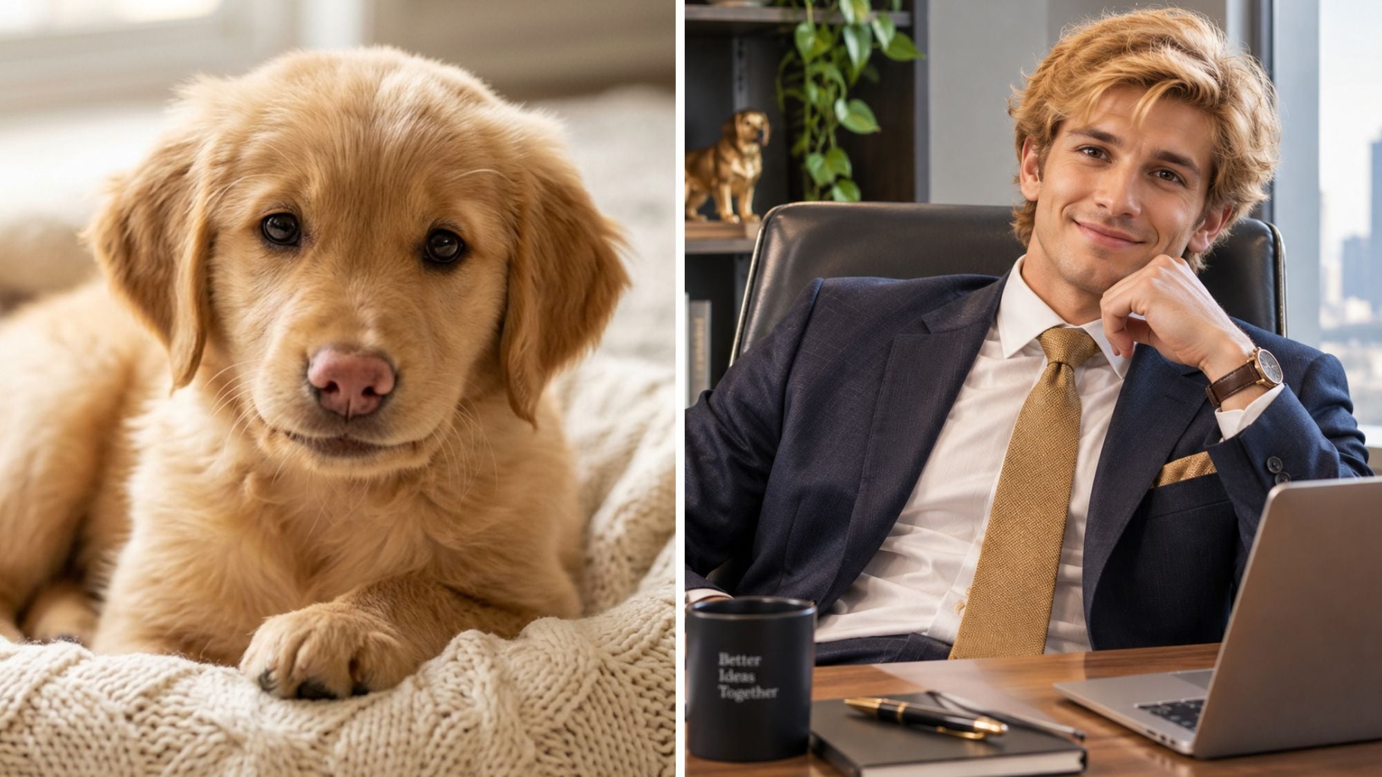 A dog imagined as a corporate executive. (Image created using ChatGPT)