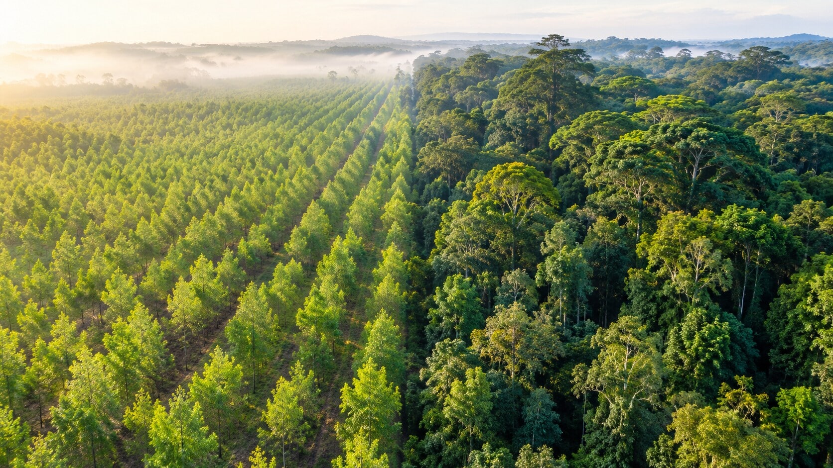 Planted forests grew leaf cover faster, but natural forests keep a steady pace over the long run. (AI-generated/ChatGPT) Planted forests grew leaf cover faster, but natural forests keep a steady pace over the long run. (AI-generated/ChatGPT)