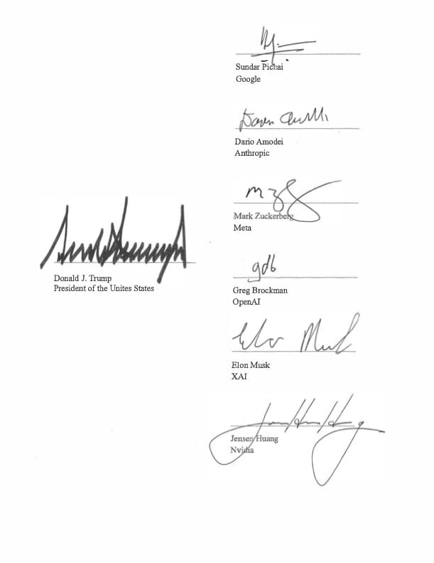 The official White House document on the AI accord misspelt United States as 'Unites States.' (White House on X)