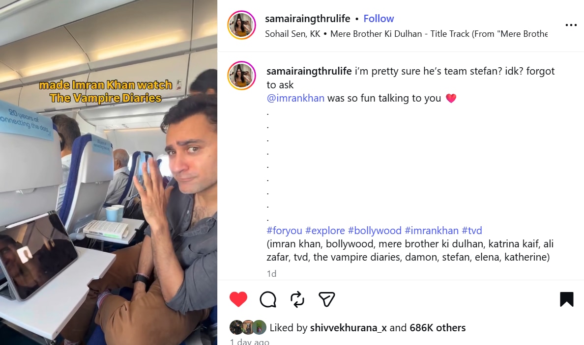 Imran Khan with a fan on flight. Imran Khan with a fan on flight.