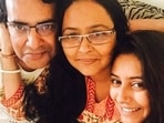 The late actor Pratyusha Banerjee (extreme right) with her parents