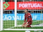 Portugal's forward #07 Cristiano Ronaldo reacts after missing a goal opportunity during the UEFA Nations League league phase group A4 football match between Portugal and Wales