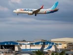 A flydubai Boeing 737 MAX 8 aircraft prepares for landing at Israel's Ben Gurion Airport in Lod on September 30, 2026. 