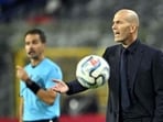 France's head coach Zinedine Zidane gestures during the UEFA Nations League Group A1 football match between Belgium and France at King Baudouin Stadium in Brussels. (AFP)