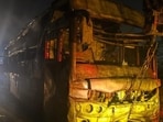 The bus caught fire near the 33-km point of the Yamuna Expressway around 11.30pm on September 23