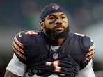 D'Andre Swift of the Chicago Bears looks on prior to the game against the Philadelphia Eagles on on September 28.