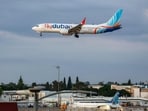 A flydubai Boeing 737 MAX 8 aircraft prepares for landing at Israel's Ben Gurion Airport in Lod on September 30, 2026. 