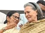 Congress Parliamentary Party Chairperson Sonia Gandhi and Mamata All India Trinamool Congress chief Mamata Banerjee at the Constitution Club of India in Delhi on Wednesday,