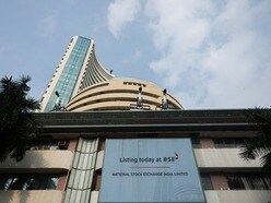 A screen displays a message of the National Stock Exchange (NSE) listing ceremony at the Bombay Stock Exchange (BSE) in Mumbai, India, September 24, 2026. REUTERS/Francis Mascarenhas