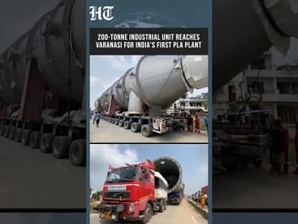 Watch: 308-Wheeled Truck Carries Massive Biopolymer Component Through Varanasi  | HT India