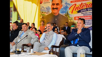 Himachal Pradesh Chief Minister Thakur Sukhvinder Singh Sukhu speaks during an interactive session with the students of PM Shri Government Model Senior Secondary School, in Rohru on Thursday. (ANI Photo) Himachal Pradesh Chief Minister Thakur Sukhvinder Singh Sukhu speaks during an interactive session with the students of PM Shri Government Model Senior Secondary School, in Rohru on Thursday. (ANI Photo)