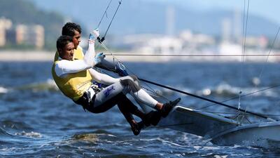 India's Prince Kurisinkal Noble and Manu Francis in action during the Men's Skiff Opening Series in sailing the Aichi-Nagoya 2026 at Gamagori, Japan. (REUTERS) India's Prince Kurisinkal Noble and Manu Francis in action during the Men's Skiff Opening Series in sailing the Aichi-Nagoya 2026 at Gamagori, Japan. (REUTERS)