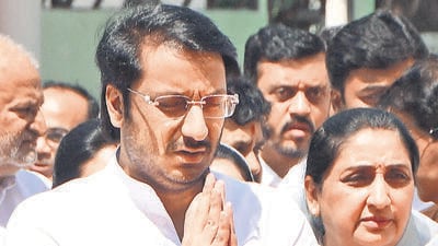 Mumbai, India – March 05, 2026: NCP Rajya Sabha candidate Parth Pawar at Vidhan Bhavan to file his Nomination, in the presence of Deputy Chief Minister of Maharashtra Sunetra Pawar and other Party Leaders, in Mumbai, India, on Thursday, March 05, 2026. (Photo by Bhushan Koyande/ Hindustan Times) Mumbai, India – March 05, 2026: NCP Rajya Sabha candidate Parth Pawar at Vidhan Bhavan to file his Nomination, in the presence of Deputy Chief Minister of Maharashtra Sunetra Pawar and other Party Leaders, in Mumbai, India, on Thursday, March 05, 2026. (Photo by Bhushan Koyande/ Hindustan Times)