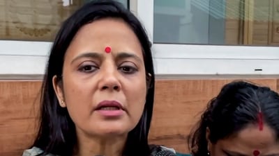 Kolkata: Trinamool Congress (TMC) MP Mahua Moitra speaks to media personnel, reacting to the Calcutta High Court's observations questioning the registration of multiple FIRs against TMC MP Abhishek Banerjee, in Kolkata, West Bengal. (PTI)