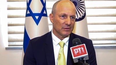 Israeli Ambassador to India Reuven Azar speaks about the Flydubai incident, in New Delhi, Thursday, Oct. 1, 2026. (PTI) Israeli Ambassador to India Reuven Azar speaks about the Flydubai incident, in New Delhi, Thursday, Oct. 1, 2026. (PTI)