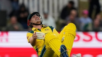 Cameron Green reacts after being hit by a ball during the third ODI between South Africa and Australia. (AP Photo/Themba Hadebe) Cameron Green reacts after being hit by a ball during the third ODI between South Africa and Australia. (AP Photo/Themba Hadebe)