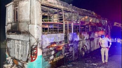 The remnants of the bus. (Sunil Ghosh/HT) The remnants of the bus. (Sunil Ghosh/HT)