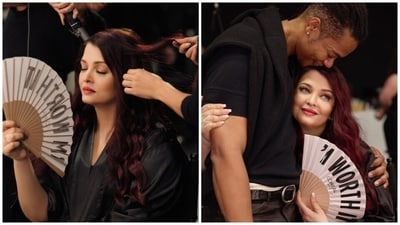 Aishwarya Rai gets ready for the L'Oreal Paris Fashion Week runway. Aishwarya Rai gets ready for the L'Oreal Paris Fashion Week runway.