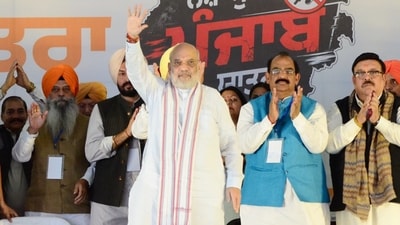 Wednesday’s address marked Shah’s second major campaign push on the narcotics crisis within six months, following a rally in Moga on March 14 where he said that only the BJP could make Punjab drug-free. (HT) Wednesday’s address marked Shah’s second major campaign push on the narcotics crisis within six months, following a rally in Moga on March 14 where he said that only the BJP could make Punjab drug-free. (HT)