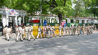 Security personnel presence at Parliament Police Station on September 4. (Vipin Kumar/ Hindustan Times) Security personnel presence at Parliament Police Station on September 4. (Vipin Kumar/ Hindustan Times)