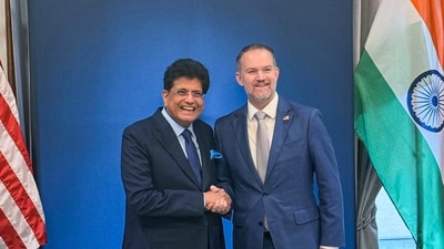 Union Minister of Commerce and Industry Piyush Goyal meets US Trade Representative Jamieson Greer on the sidelines of the G20 Trade Ministers' Meeting, in Milwaukee, Wisconsin, on Wednesday. (@PiyushGoyal X)
