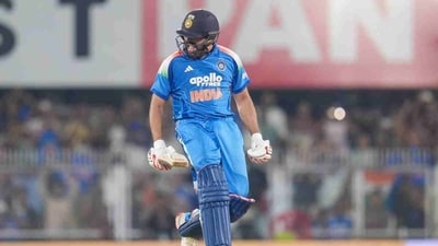 Rohit Sharma celebrating his 35th ODI ton (BCCI)