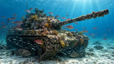 Alabama’s 1994 reef program involved sinking 100 battle tanks to create artificial reefs. (AI-generated/ChatGPT) Alabama’s 1994 reef program involved sinking 100 battle tanks to create artificial reefs. (AI-generated/ChatGPT)