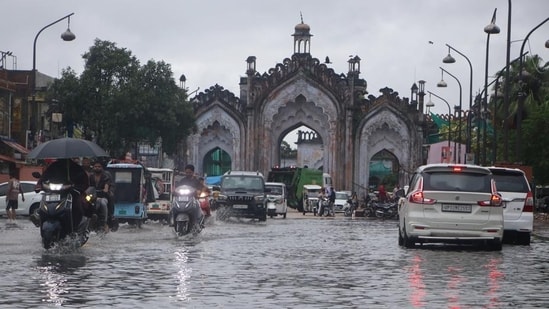 IMD data shows Farrukhabad recorded the highest rainfall at 307.7 mm, while Lucknow received 180.4 mm. (Deepak Gupta/HT Photo) (Representative Image)